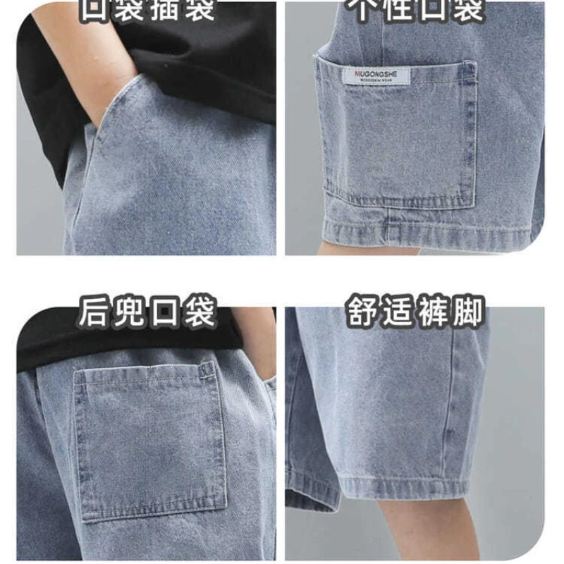 Boys Jean Short Pants Kids sports Shorts Teenagers Letter Trousers Summer 3 To 12 Yrs Big Childrens Clothes Casual 250303