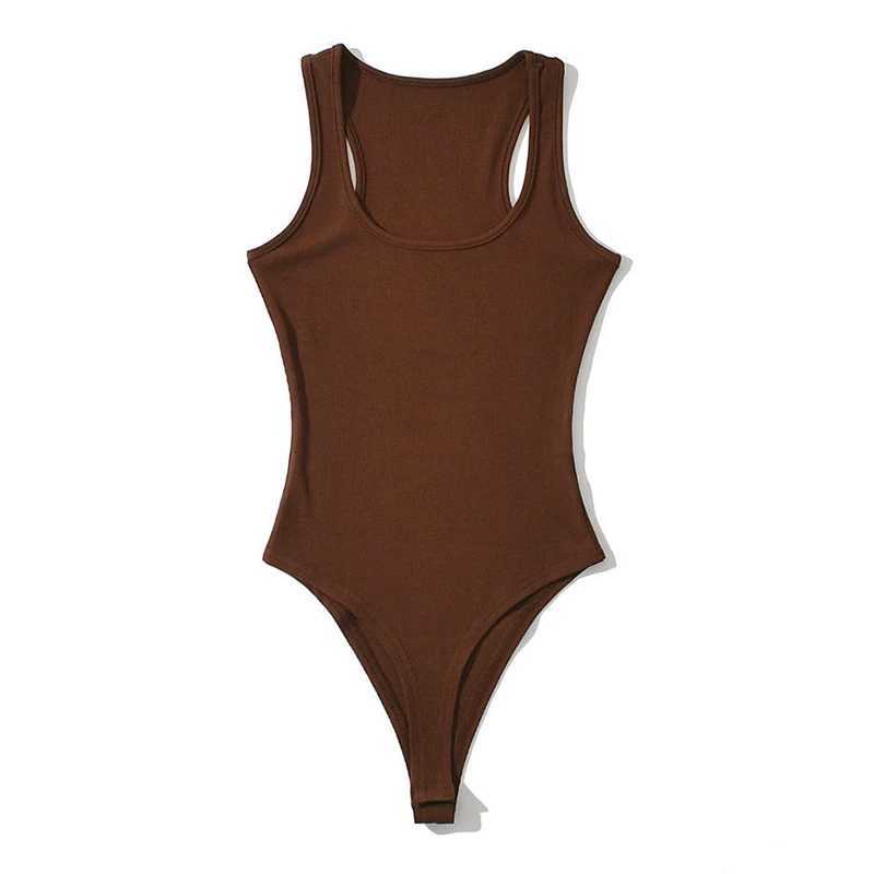 Womens New Sexy Casual Solid Basics T-shirt U-neck Vest Bodysuits Skinny One Piece Clothes Sveless Sporty Jumpsuit StreetwearXJ250304