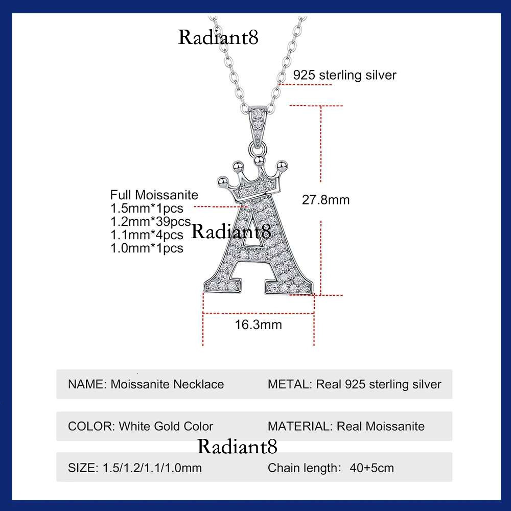 Sier Initial Necklace Sparkg Full Moissanite Dia Pendant Charm Necklaces for Women Letter Name Choker Jewelry Gift