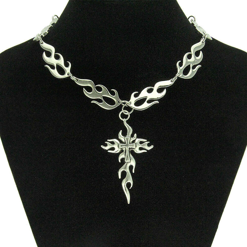 Hot selg jewelry, smooth cross, flame shaped pendant, necklace accessory