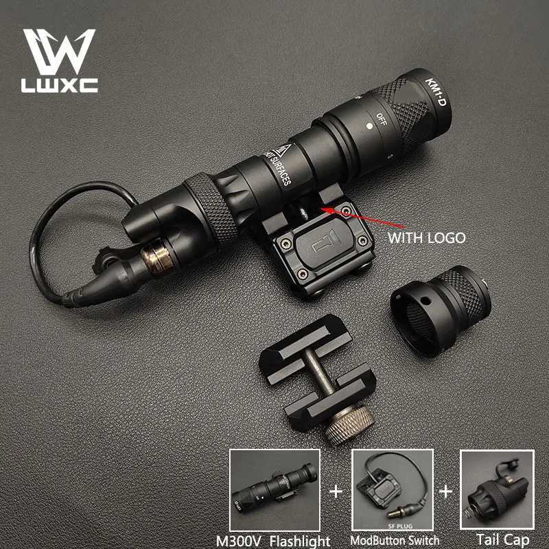 Tactical M300V M600V D white strobe flashlight set with hunting gun light SF plug Modbutton switch and tail light suitable for 20MM railXJ250303