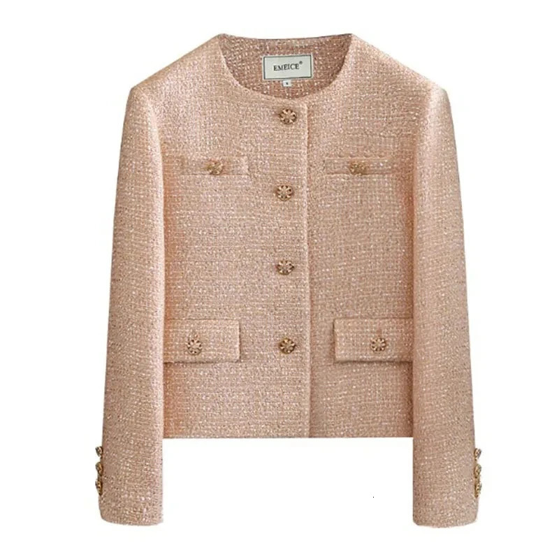 2023 Short TopGrade Tweed Jacket Women Autumn Korean Lady Coat Fashion Slim Long Sleeve Casual Female Outwear Tops 250225