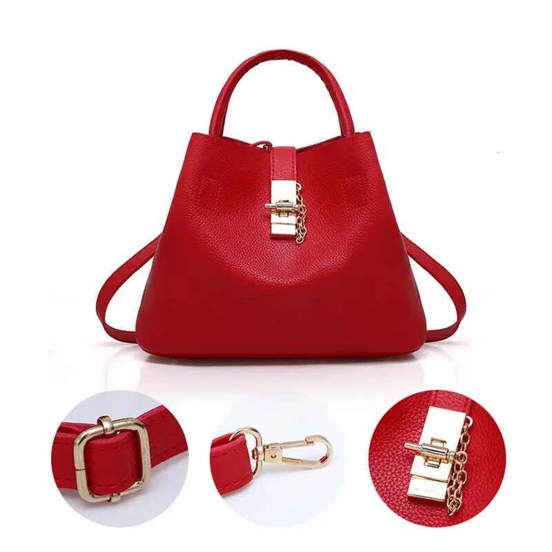Women's Single Shoulder Large Capacity Designer Handbag Women's Crossbody Lychee Pattern PU Portable Bucket Bag Women's Crossbody Bag