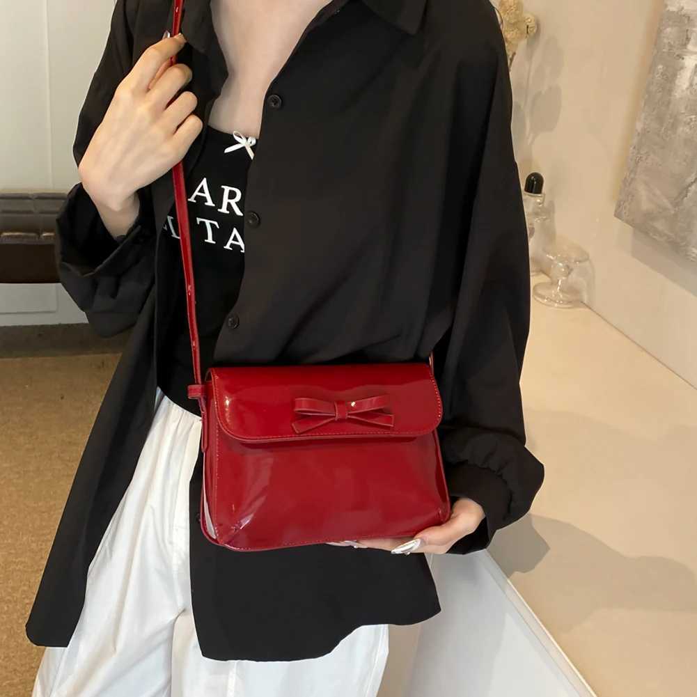 Patent Leather Shoulder Bag For Women Red Crossbody Bag Luxury Design Flap Messenger Bags Underarm Bag Lady Handbag Purse Z250303