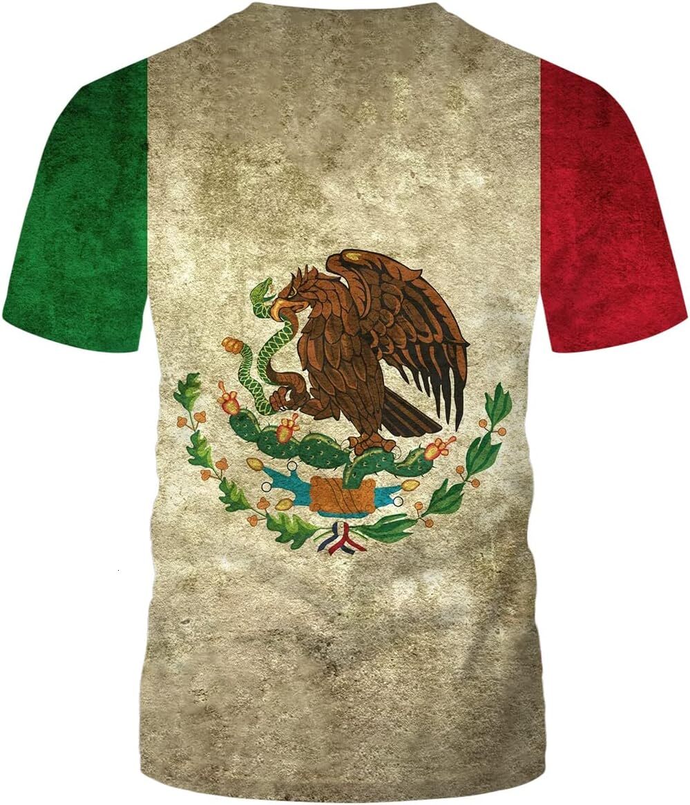 Mens T shirt Mexican Tshirt Mexico Flag 3D Print Fashion Short Sleeve Tees,Color3, tee Casual tops summer clothes fashion cool
