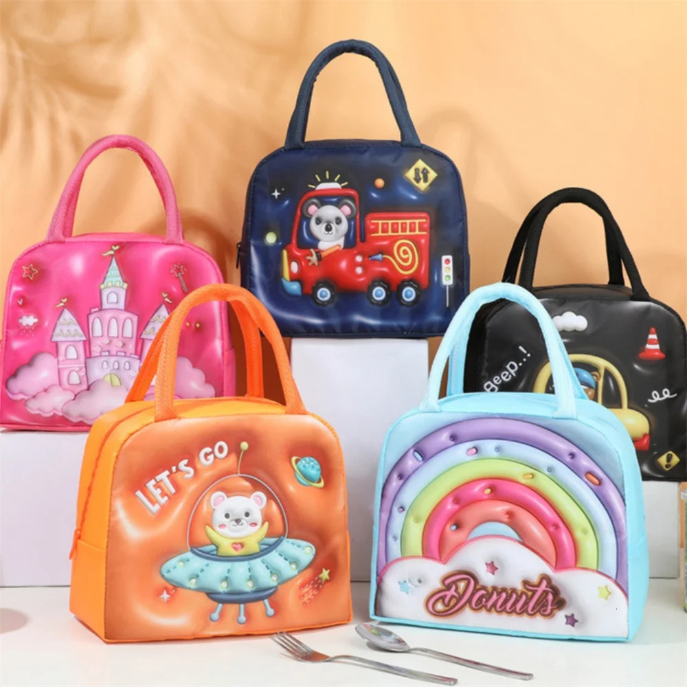 Lunch Bag for School Portable Thermal Bag Cartoon Insulated Lunch Bag Cooler Bento Pouch Dinner Picnic Handbags 250228