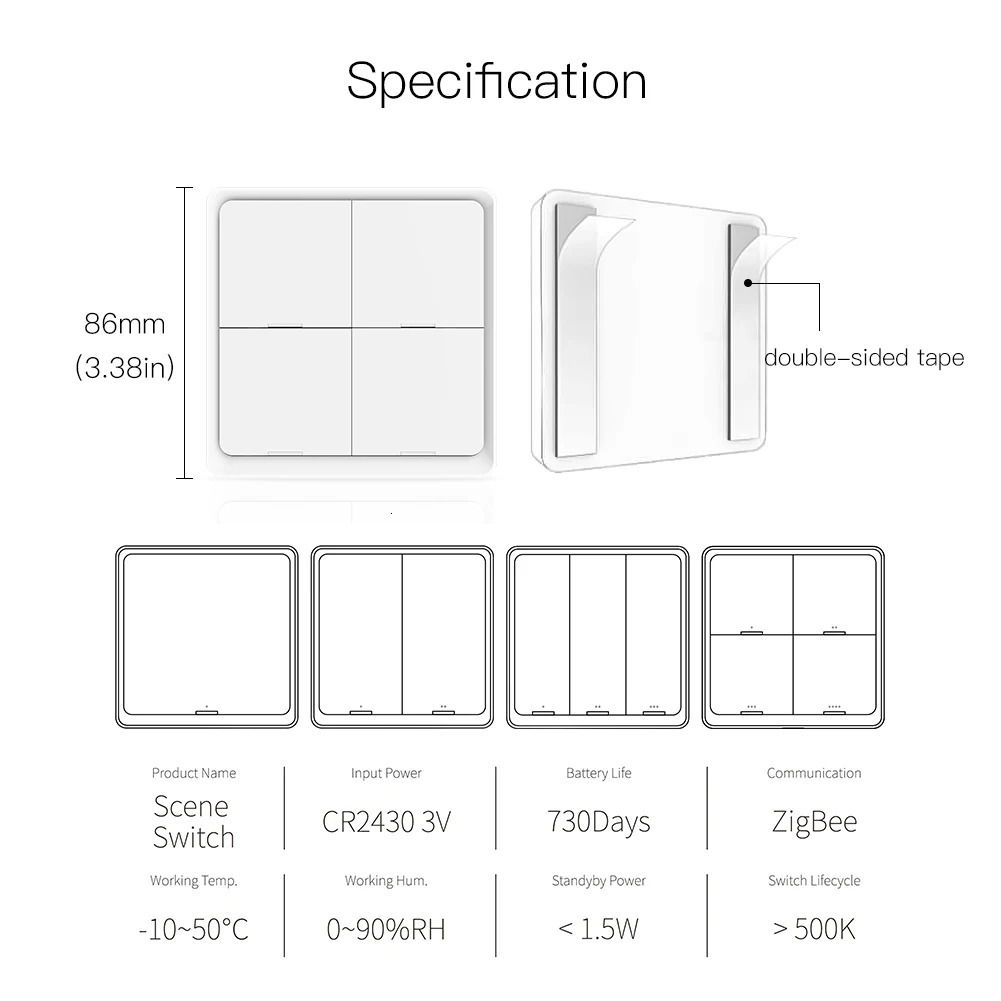Moes ZigBee Wireless Scene Switch 12 control modes Handheld Push Button 2MQTT Setup Home Automation Scenario Tuya Smart Devices 250303