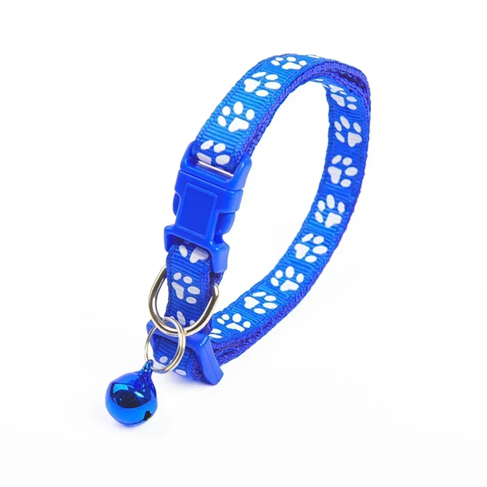 Colorful Pet Collar with Bell Cute Footprint Small Dog and Cat Adjustable Bowties DIY Band Pet Supplies Puppy Accessories