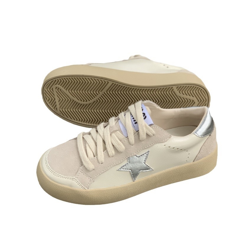 autumn new style thick-soled German training shoes star leisure shoes for women Genuine leather versatile casual sneakers.