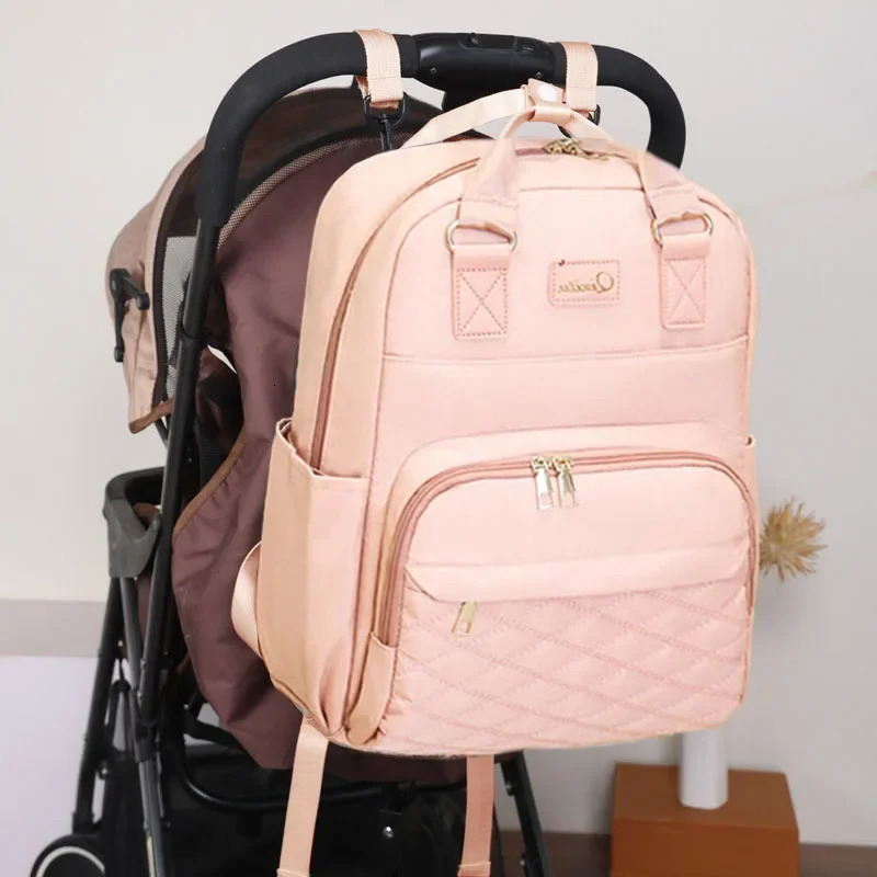 Mommy Diaper Bags with Diaper Pad Nursing Bags Maternity USB Multifunctional Portable Large Baby Stroller Hanging Bag 250304