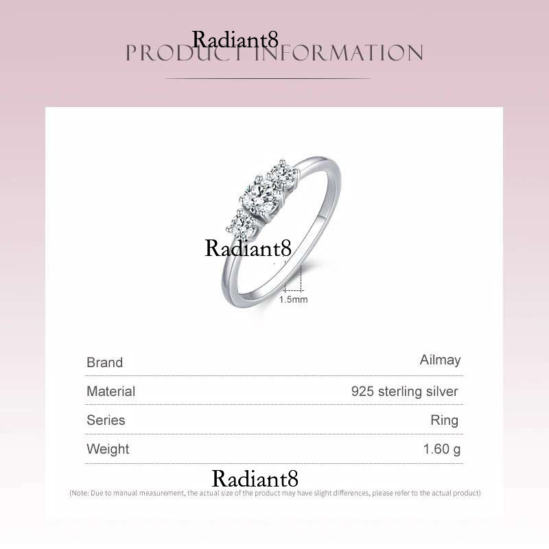 Ailmay Real Sterg Sier Sparkg AAAAA Zircon Stackable Rings For Women Classic Romantic Wedding Statement Jewelry