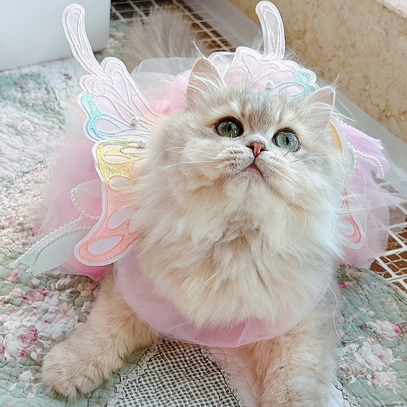 Pet Princess Dress Wedding Sress Dog Cat Clothing Aupplies Corgi Teddy Method Fight butterfly Fairy Clothes