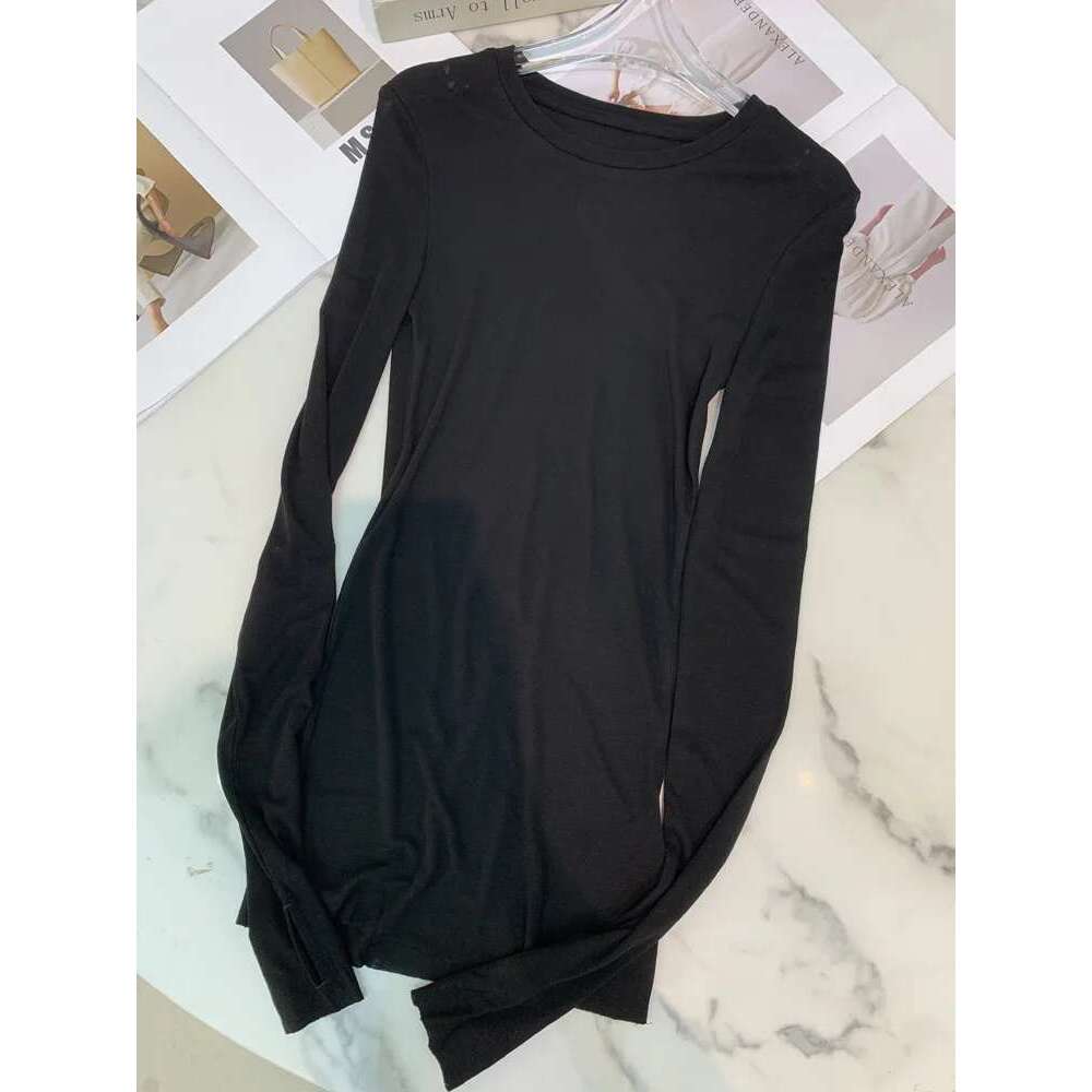 Women Long-Sleeved Ultra-Thin T-Shirt Autumn Winter Lady Solid Color Round Neck Bottoming Pullover Tee Top