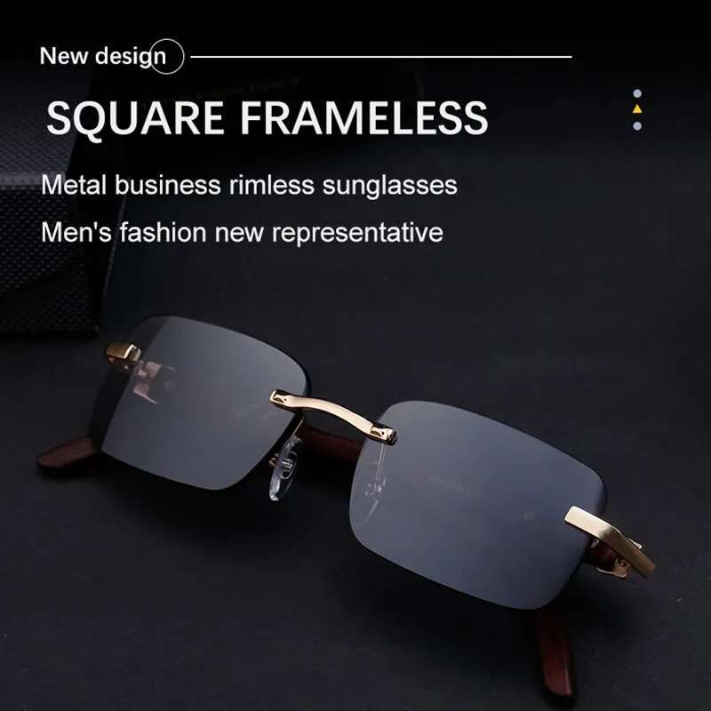 2025 Rimless For Men Vintage Fashion Sunglasses Outdoor Oculos Dropshipping Trending Glasses New Square Lentes Gafas
