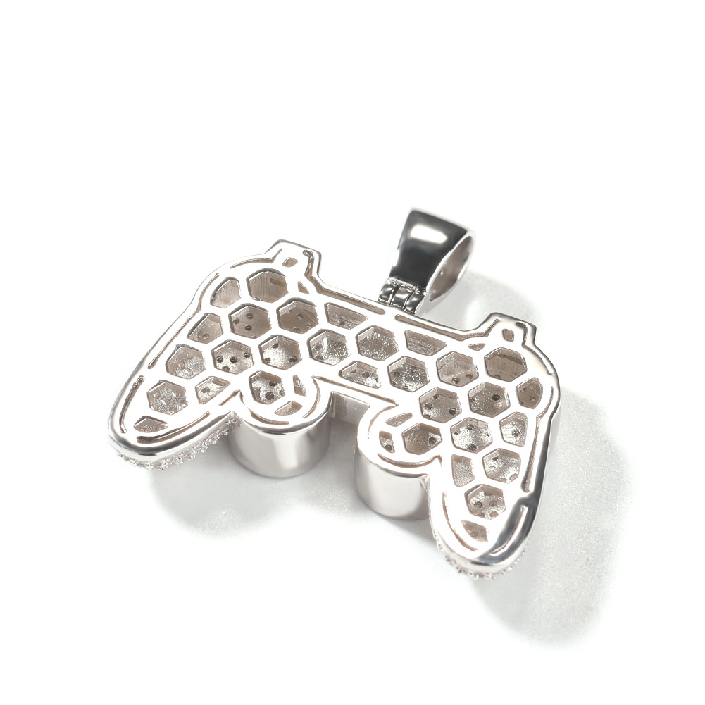 Hip Hop Creative Game Console Controller Pendant Necklace 5A Zircon Gold Boy Men Jewelry