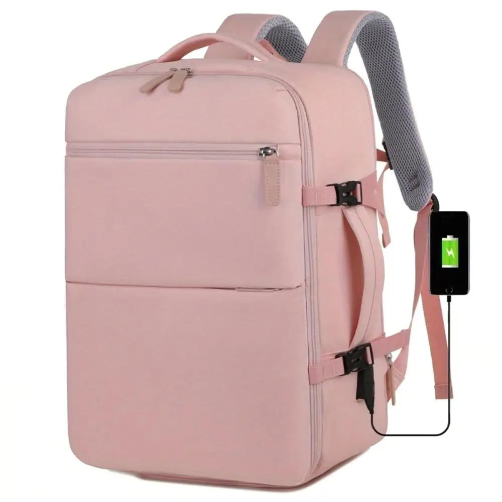 Ship from US Womens Travel Backpack with USB Charger Shoe Pocket FlightApproved Large Capacity Bag 250304FBB