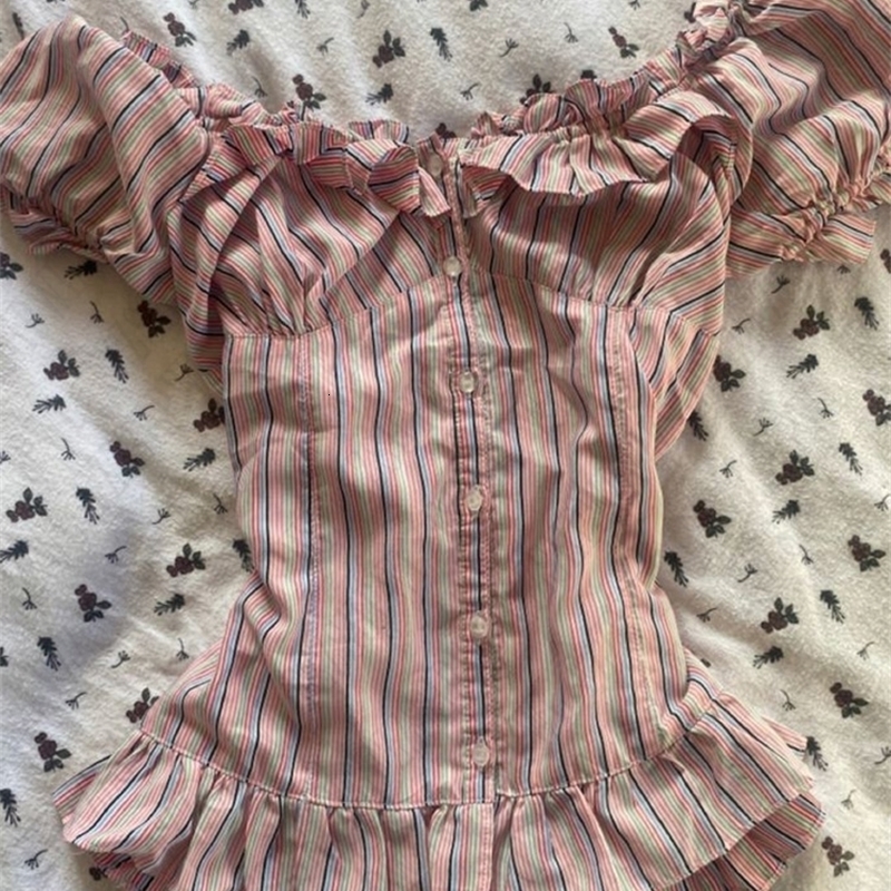 Y2K Tee Summer Thin Womens Clothing Kawaii Maiden Aesthetic Crop Top Elegant Fashion Street Skinny Casual T-shirt 250303