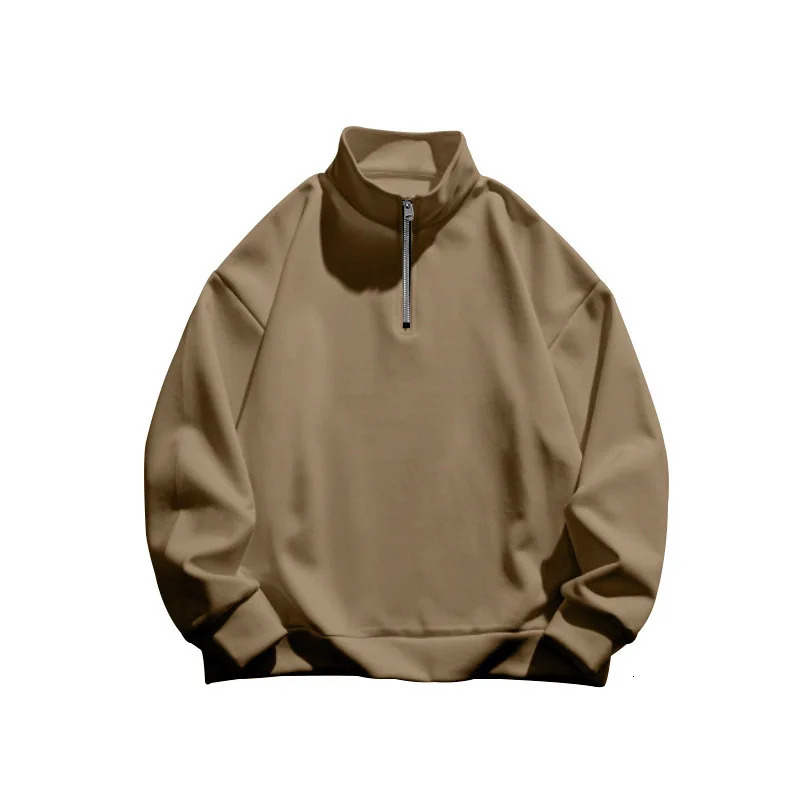 Autumn and winter mens fleece sweatshirt standup collar half zipper long sleeve crossborder European trend top 250304