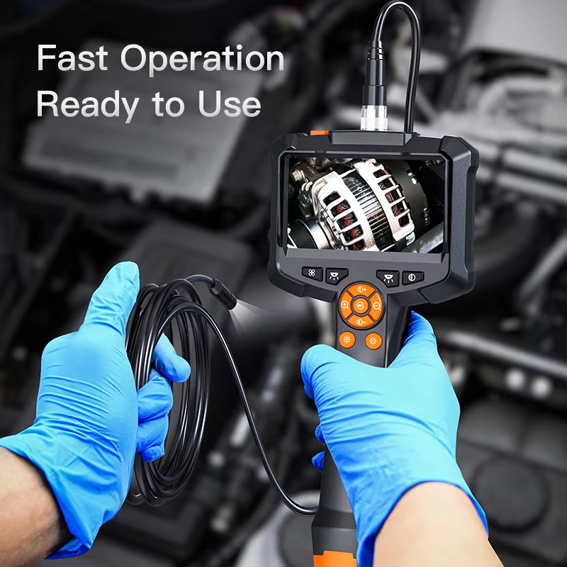 Industrial Endoscope Camera 4 3inch IPS Screen IP67 Waterproof HD1080P 8mm Lens Pipe Sewer Inspection Camera Borescope For Car