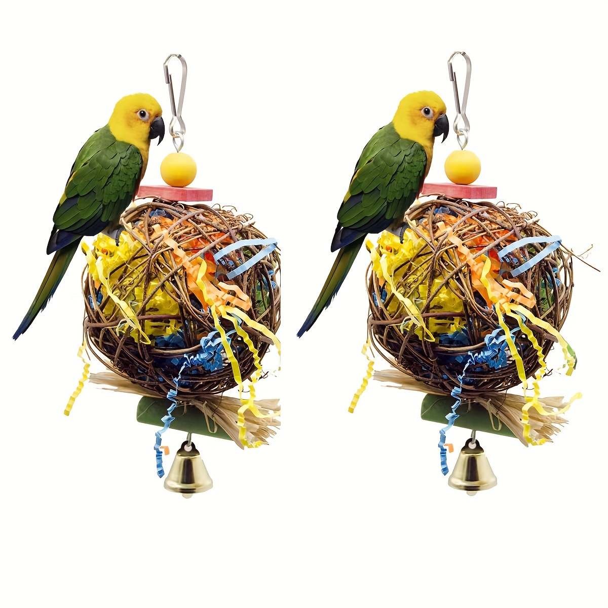 1 Pcs Rattan Ball Toys Bird Chewing Foraging Shredder Parrot Toys for Love Bird Cockatiel African Grey Hanging Toy