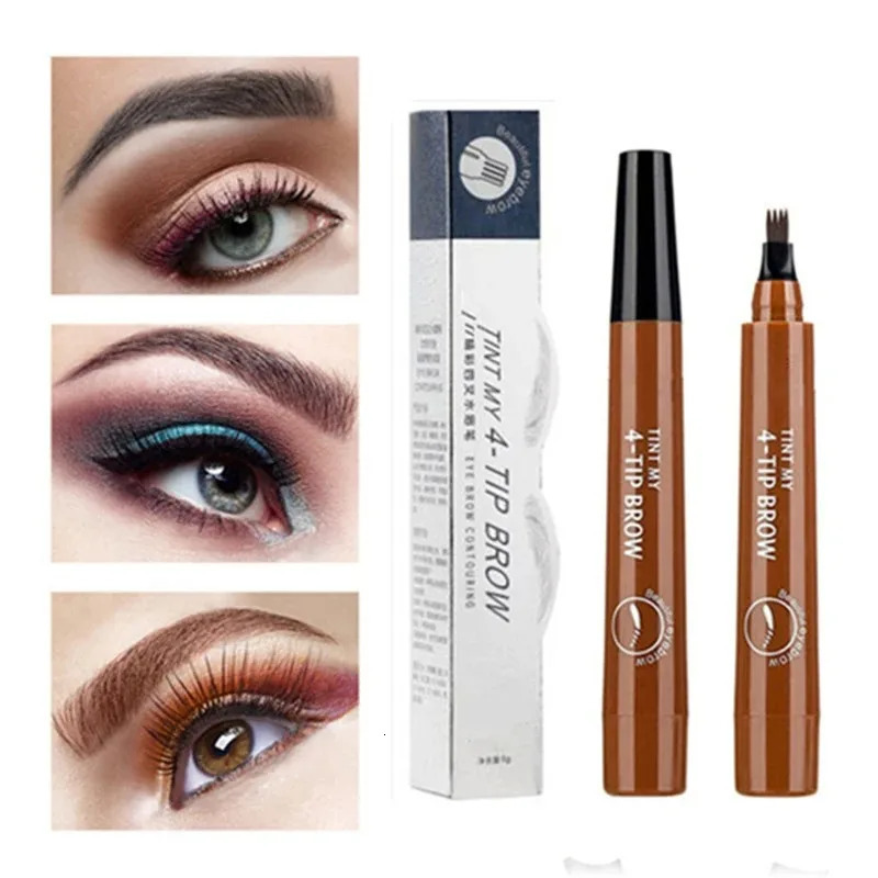 4 Point Eyebrow Pencil Waterproof Liquid 3D Eyebrow Pen Makeup Long Lasting 4 Fork Tip Cosmetic Microblade Brow Pencil 250222