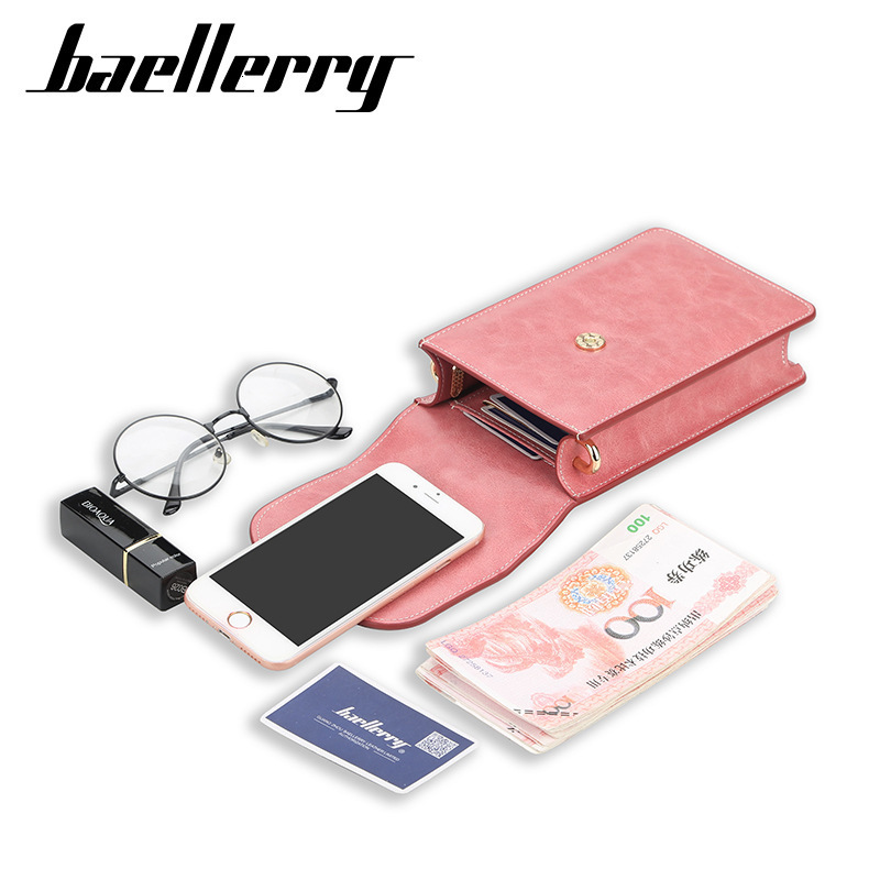 Baeellerrys womens wallet Korean version fashionable and versatile large capacity suction buckle feeling crossbody phone bag 250304