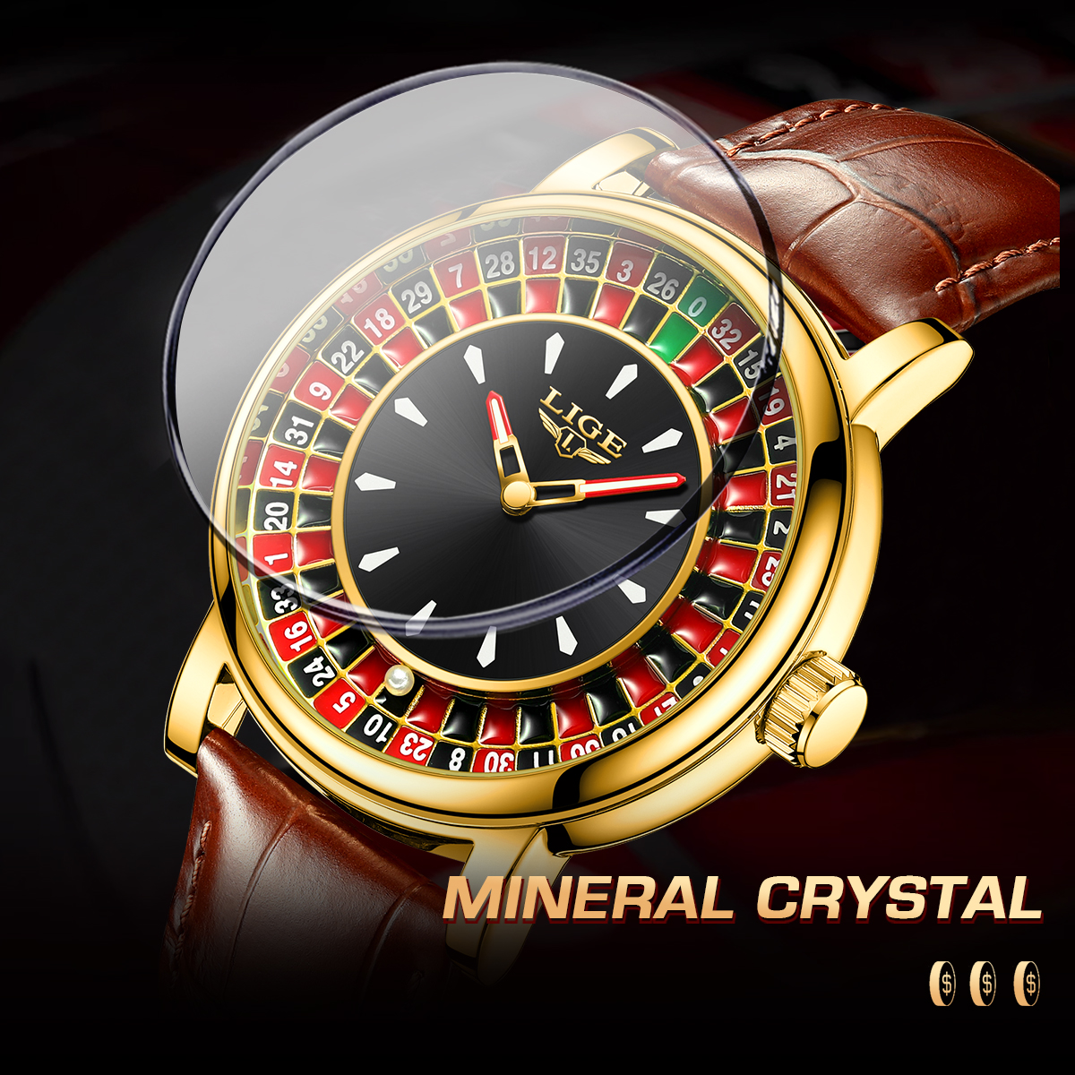 LIGE fashion quartz watch men's watch personality trendy waterproof night light multifunctional watch