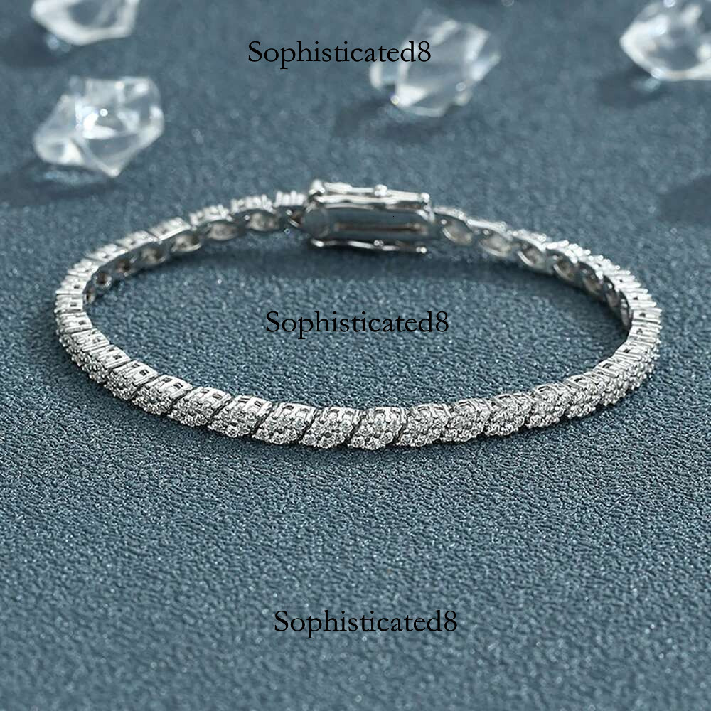 Serenity 14cm-20cm D VVS1 Moissanite Prismatic Women Man 100% S Sterg Sier Tennis Bracelet for Anniversary Gift