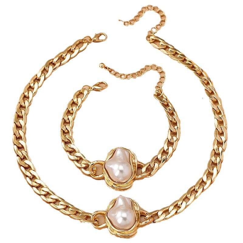 designer Bracelet Trendy Alien Pearl Fashion Charm Necklace Ring Bracelet Set