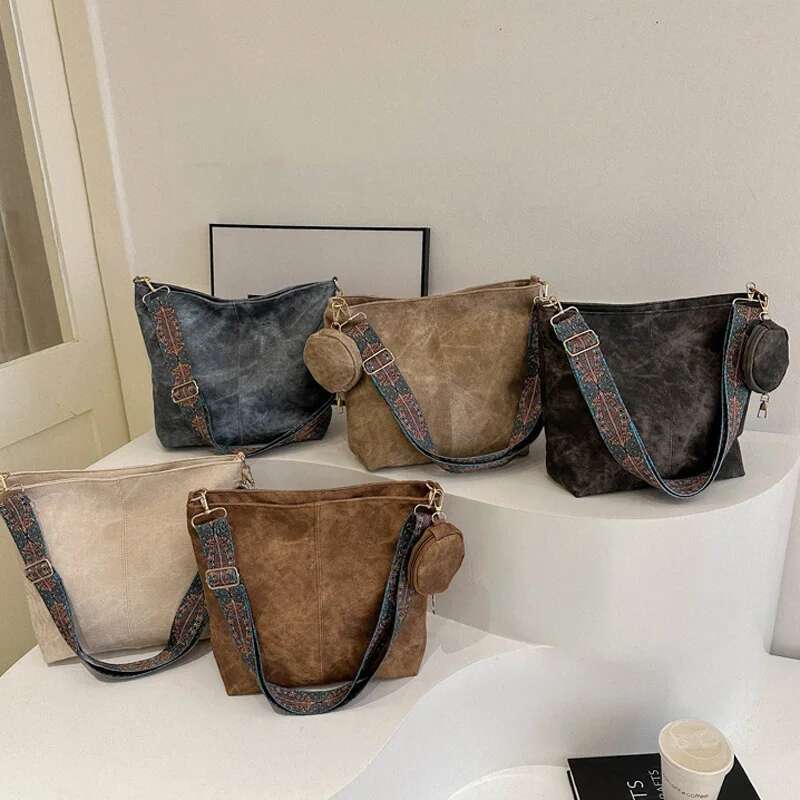 Retro Commuter Women's Shoulder Bag Large Capacity Casual Crossbody Bag Pu Leather Handbag And Wallet Designer Handbag