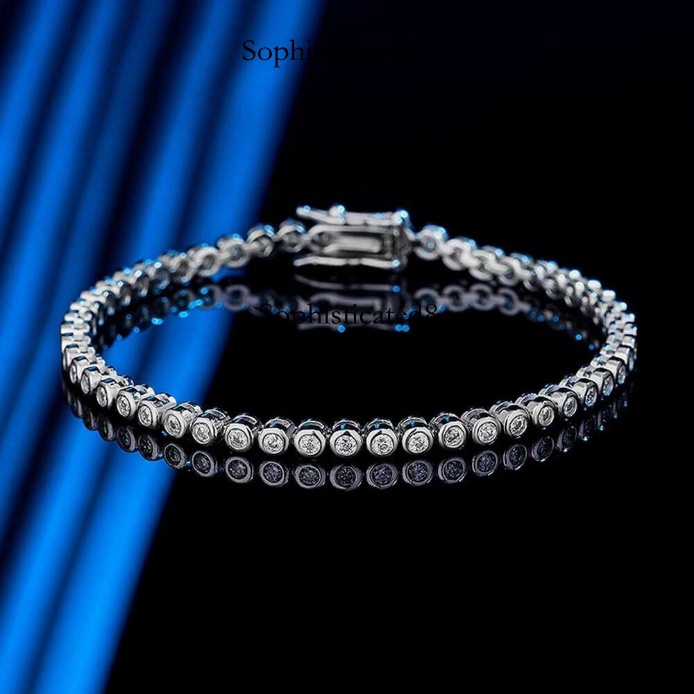 WUIHA Real Sterg Sier Round 100% Pass Test Dia 0.03CT Moissanite Tennis Charm Bracelets for Women Gift Dropshipping