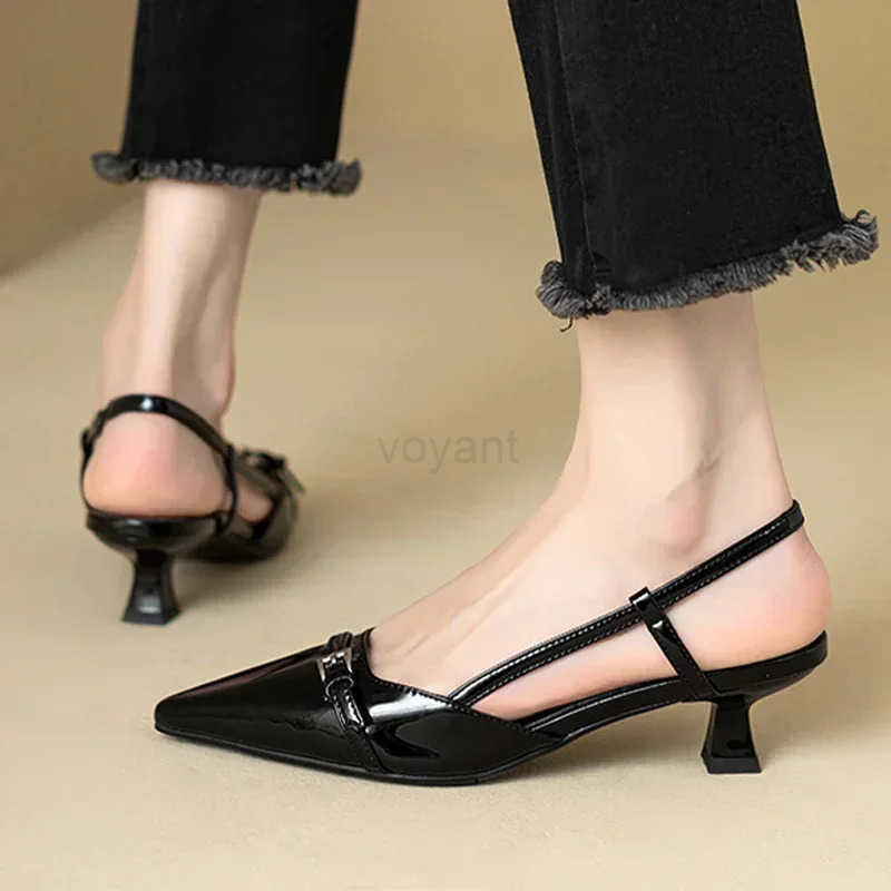Pointed Toe Sexy Mid H Party Patent Sandals Wen Gladiator Sandals Designer Summer Brand Pumps Slingback Dress Slippers Z250304