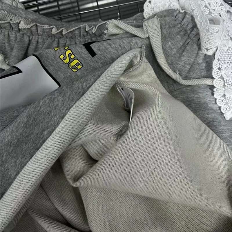 2025 Spring New Fashion Skew Collar Sports Letter Patchwork Lace Top For Women Trendy Long Sleeves T-Shirt Female 111A02459