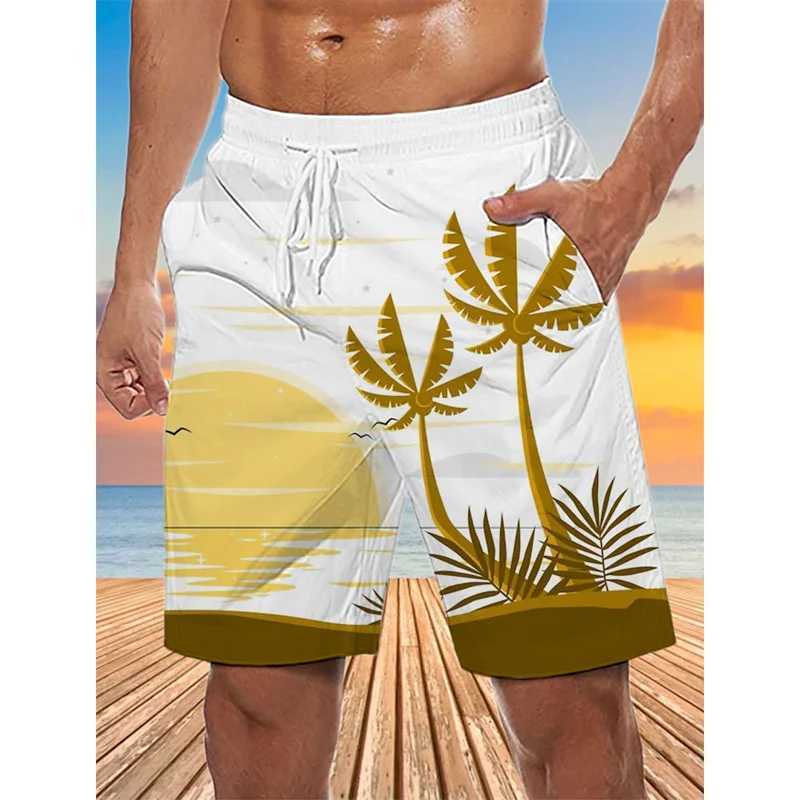 Coconut Tree Pattern Beach Shorts For Men Colorful 3D Printed Swim Trunks Summer Surf Board Shorts Loose Short Pants StreetwearT250304