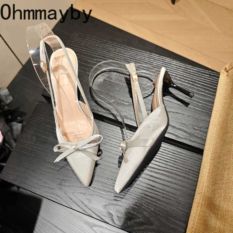 2025 Summer -knot Wen Sandals Fi Pointed Toe Singbacks Shoes Ladies Sexy High Heel Shoes Z250304