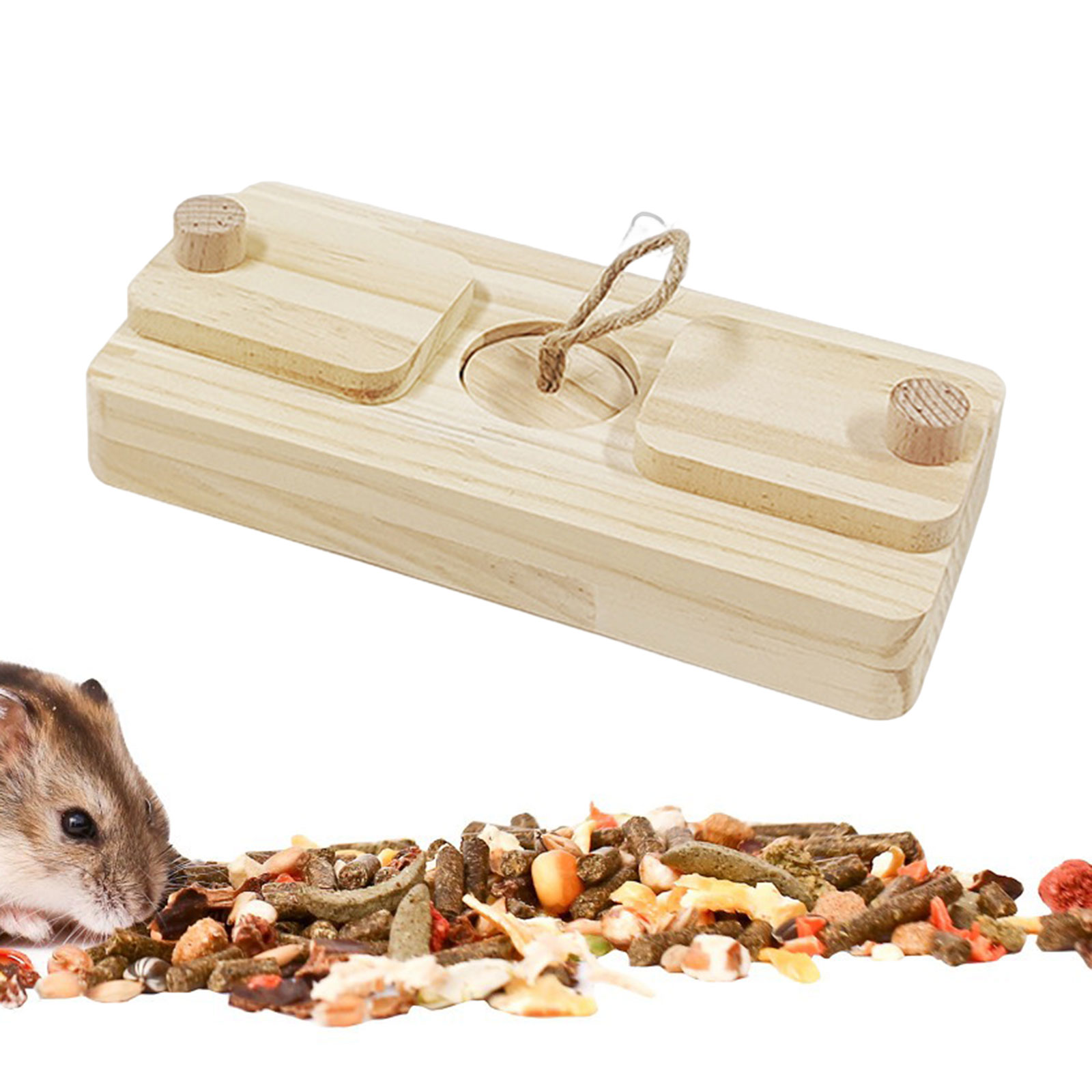Wooden Enrichment Foraging Toy Chew Toys Funny Puzzle Game Feeding Toys for Bunny Hamster Chinchilla Small Pet Rabbit