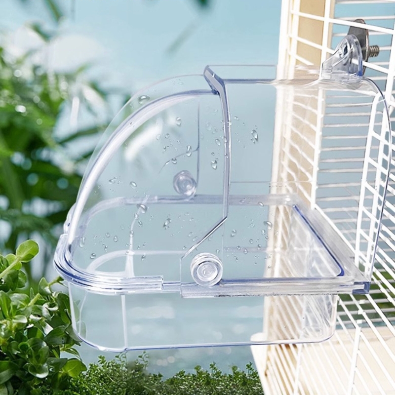 Bird Bath Tub Birdcages External Bathroom Cage Mounted Clear Shower Room Nonspill Bird Bathing Tub for Parakeets
