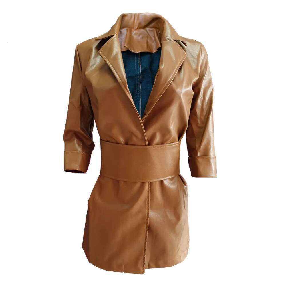 Dresses Sexy V Neck Long Sleeve Sashes Mini Party Night Elegant PU Leather Solid Dress Winter Autumn Coats Women Clothes