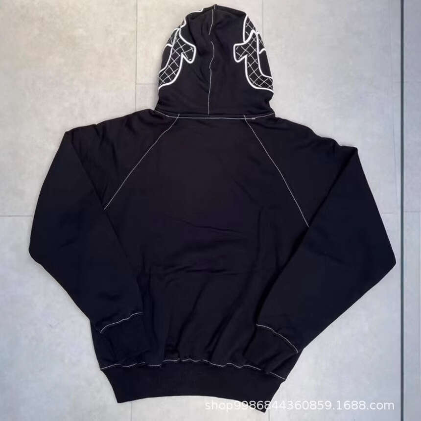 New full embroidery American youth trend, fashionable zippered hooded sweater suit, slim China-Chic