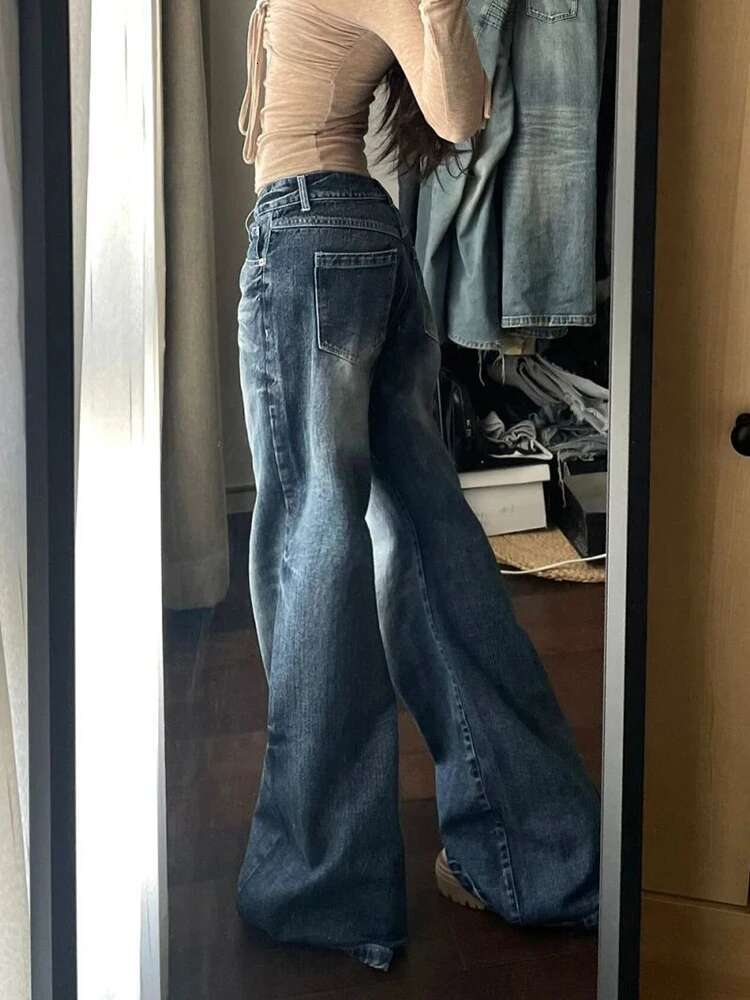Zoki Streetwear Y2k Jeans Women Loose Mid Waist Casual Denim Pants Vintage American Haruku Lady All Match Trousers Spring New