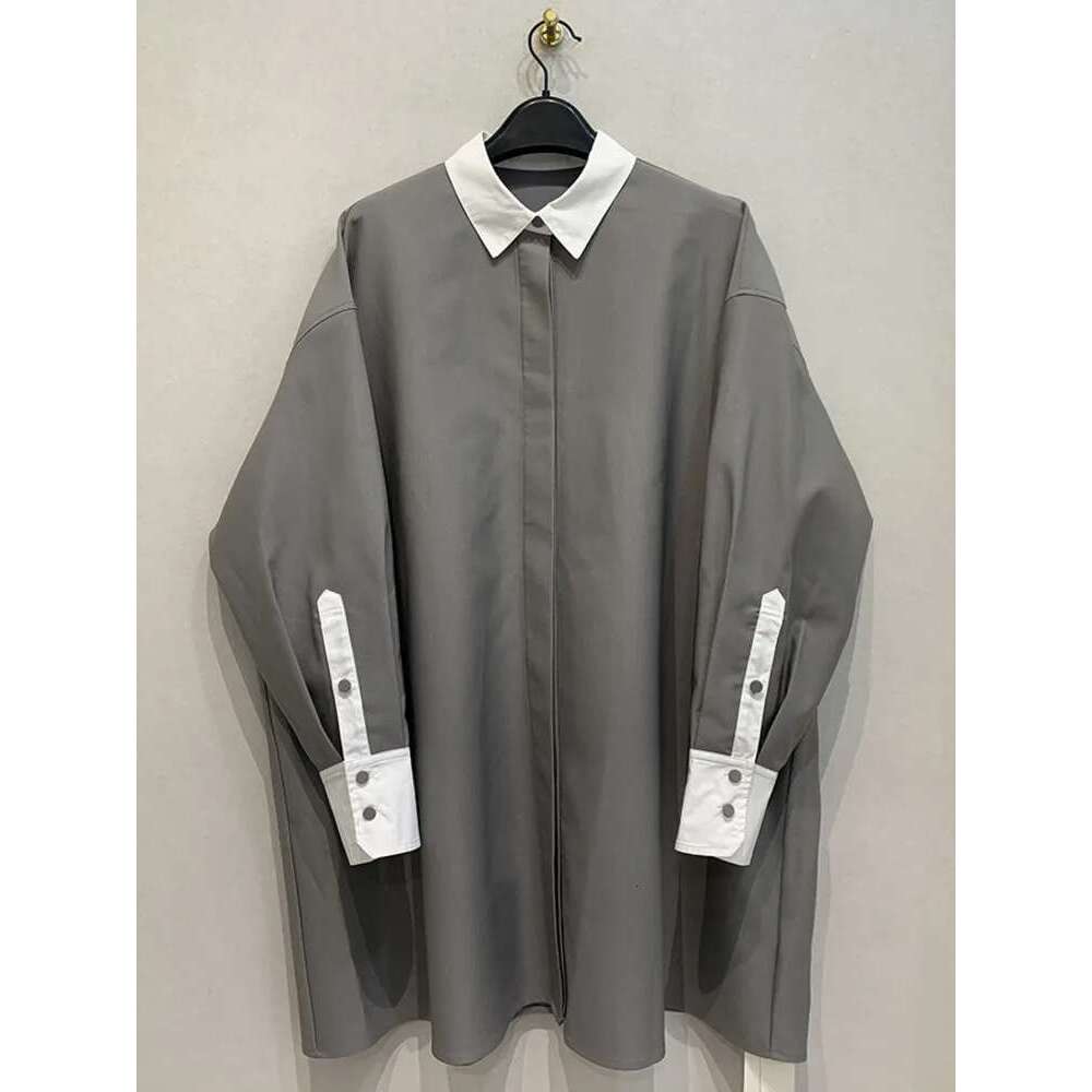 Fashion Women's Shirt Lapel Loose Fit Single Braested Long Sleeve Contrast Color Blouse Female Tide Autumn 2025 New