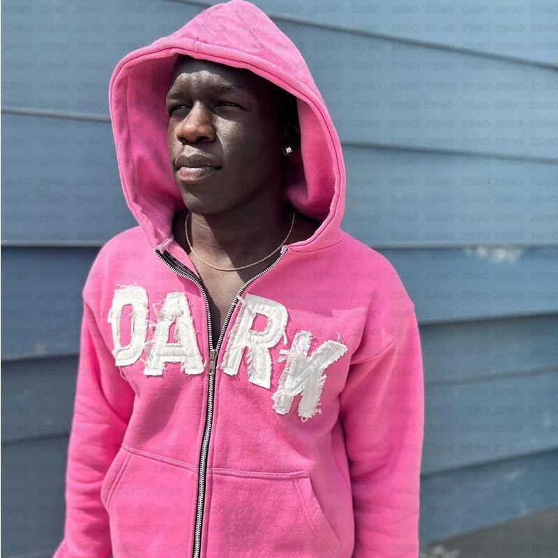 Y2K Hoodie Sweatshirt Hip Hop Retro Patch Embroidery Oversized Hoodie Sweatshirt Men Women Gothic Pullover 2000s Hoodie Clothes 250303