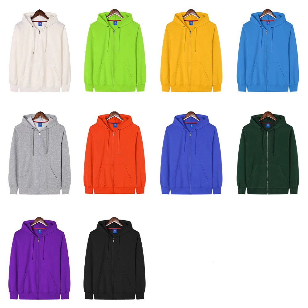 Blank White Zip Up Hoodie Unisex Wholesale Pullover Men Lightweight Zipup Hoodies Hooded Sweatshirt For 250304