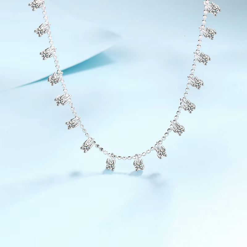 Full Star Tennis Chain Sterg Sier Pendant 3CT Cultivated Dia Moissanite Necklace for Women
