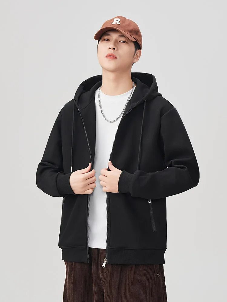 Mens Full ZipUp Hoodies Sportswear Basic Hooded Cardigan Sweatshirts Classic Casual Loose Cotton Hoody Tops Plus Size 8XL 250304