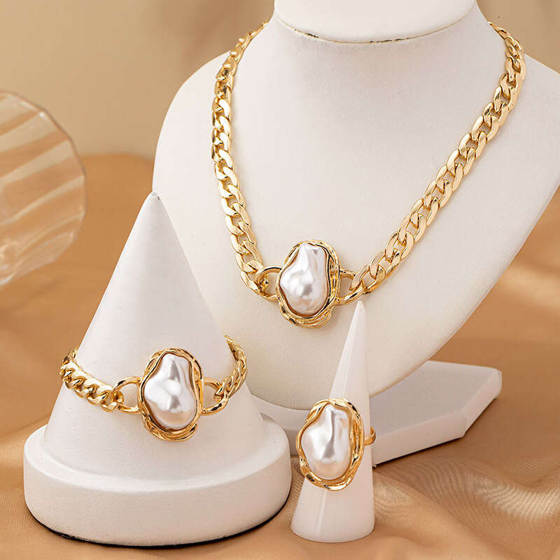 designer Bracelet Trendy Alien Pearl Fashion Charm Necklace Ring Bracelet Set