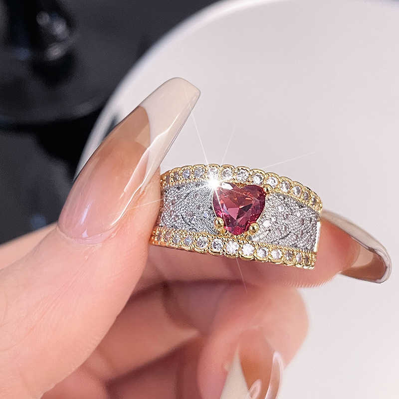 Couple Rings Italian Bratila Silk Weaving Craft Ring with Hollow Design Full Diamond Two tone Gold Ring H25303