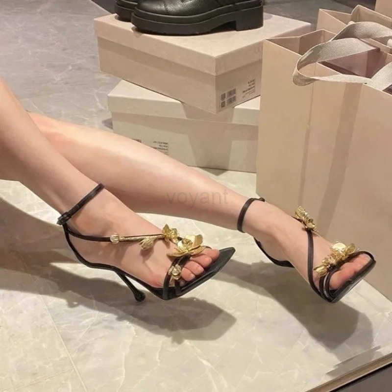 Golden Flowers Elegant Wan H for Wens High-heeled Sandals Wens Shoes Elegant Heel Luxury Sandal Wens Z250304