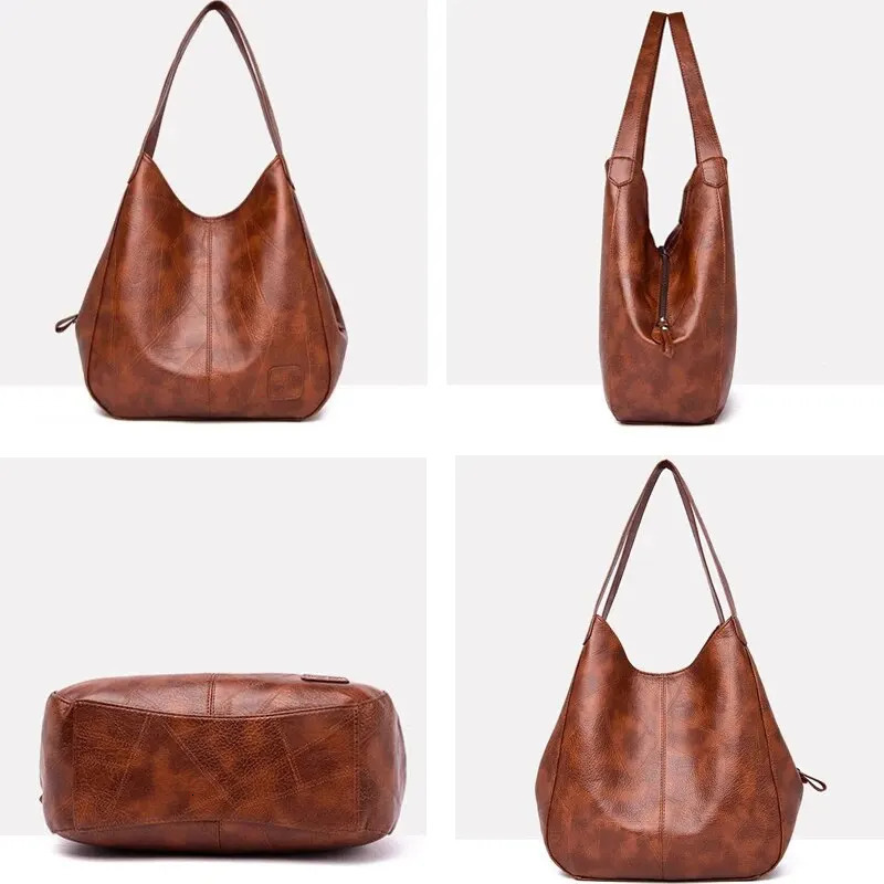 Vintage Womens Bag Leather Large Capacity Marble Grain Womens Shoulder Bag Daily Handbag Shopping 250218