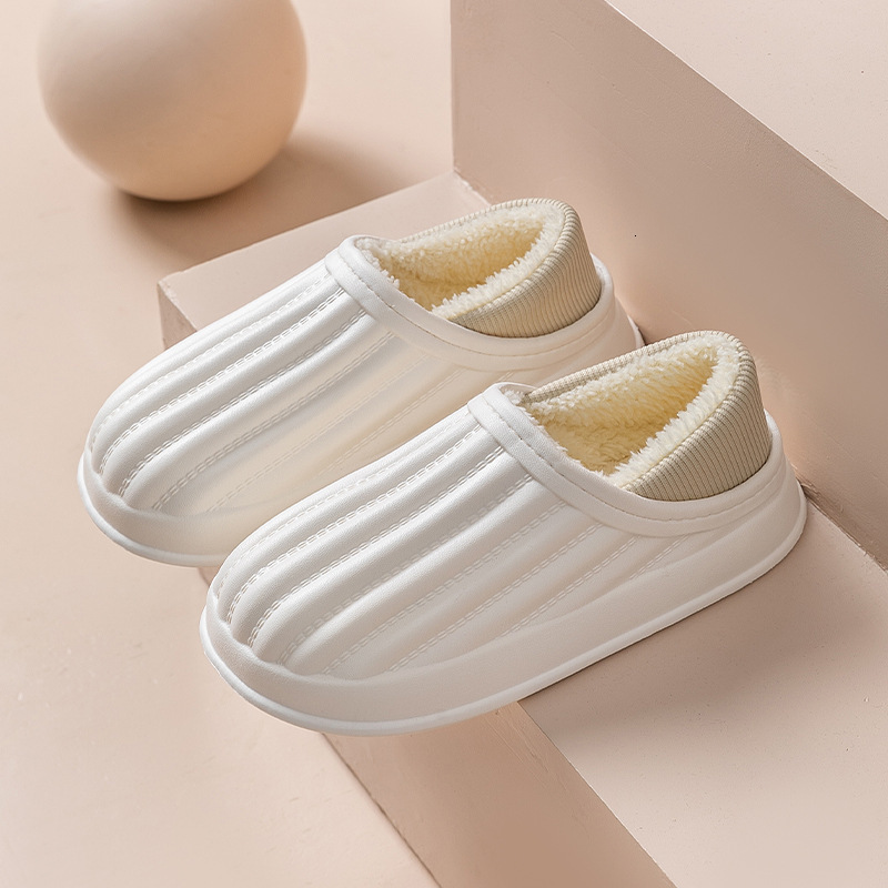 New designer sandals EVA autumn and winter outerwear plush, warm, waterproof, thick soled, non slip slippers, indoor household couple cotton slippers